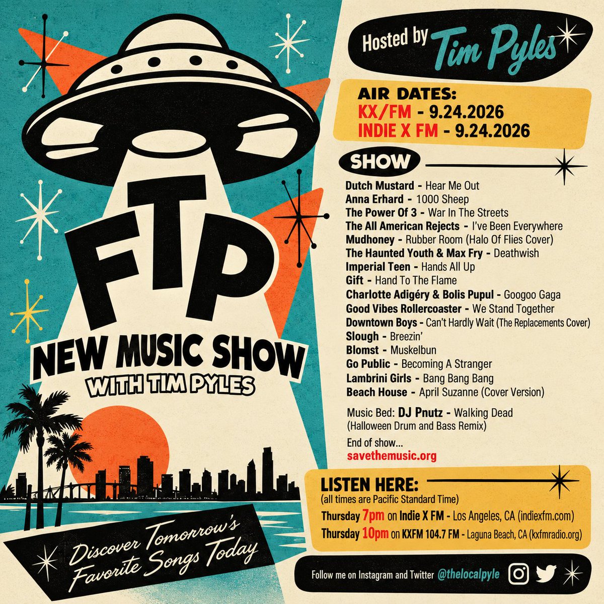 thelocalpyle's tweet photo. 7p @indiexfm 
10p @KXFM_ 

Dutch Mustard
@annaerhardmusic 
@TPOf3official 
@therejects 
@mudhoney 
@thyband  
@Imperial_Teen 
GIFT
Charlotte Adigéry &amp; Bolis Pupul 
@GoodVibesRoller 
@thedowntownboys 
Slough
@blomstband 
Go Public
Lambrini Girls
@BeaccchHoussse 
@djpnutz https://t.co/GdYUoyKOes
