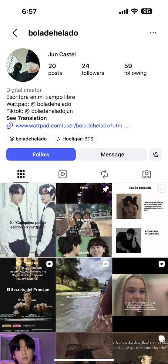 jiminangcl's tweet photo. armys constantly working with tkkrs to set jm up for hate and dts because tkkrs are jobless and make accounts to send dts to their own fave, but anyone with a working braincell would have searched the username on ig and would have found out it’s a spanish tkkr immediately https://t.co/OYWvkFIyev