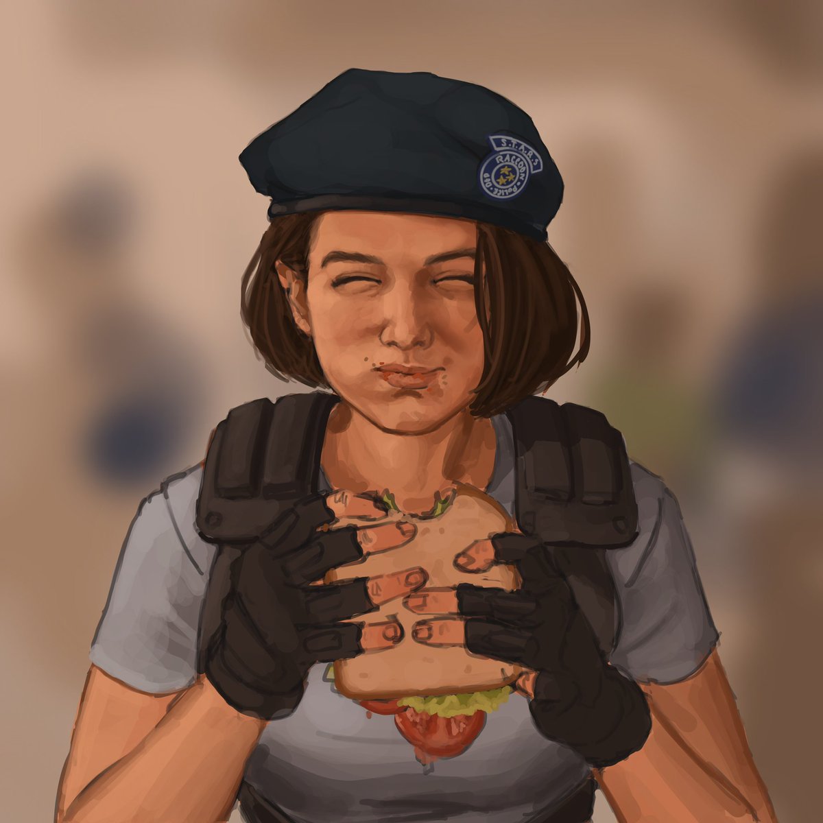 Ameeeue's tweet photo. We love happy Jill Valentine https://t.co/HgO0Zr1loL