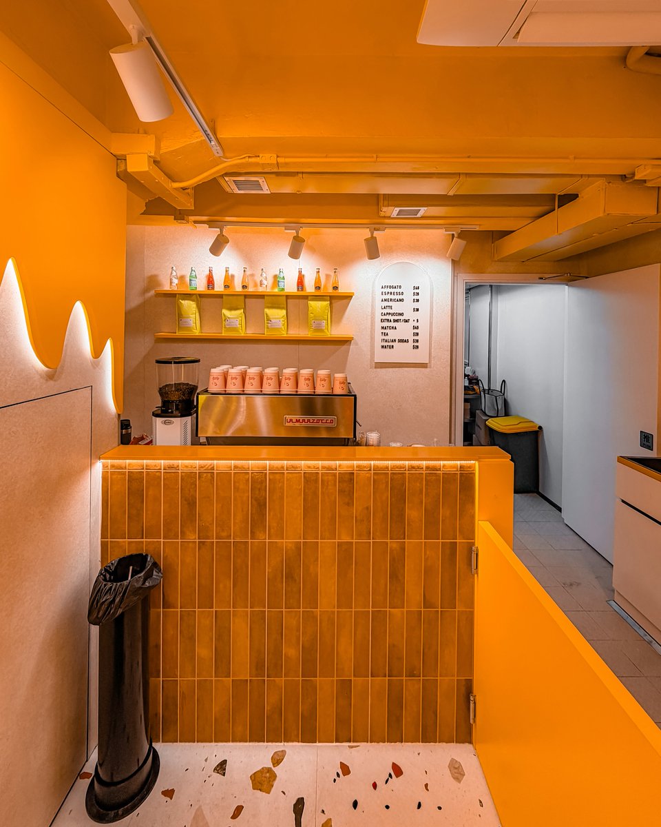 chloemooretbogk's tweet photo. I passed by Wan Chai and discovered this café, which opened just a week ago. Its bright yellow storefront and eye-catching name instantly drew attention. Founded by Italian chef Fabio Bardi, winner of “Best Pastry Chef” at the 2024 Tatler Dining https://t.co/TCJcwWzK5w