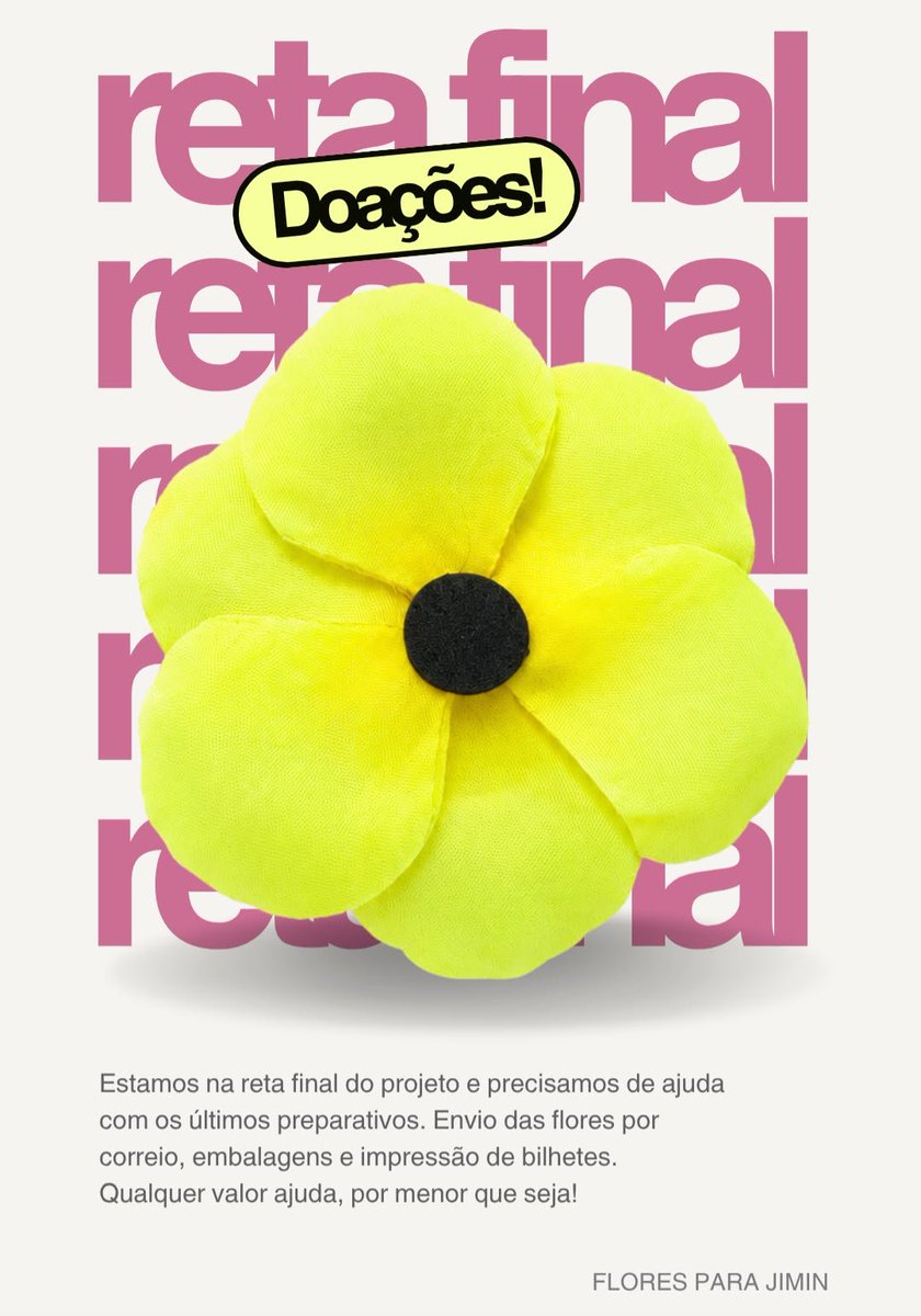 PJiminSupportBR's tweet photo. 🌼 Estamos na reta final do nosso projeto!

Falta pouquinho para colocarmos tudo em prática, mas ainda precisamos de uma última força para finalizar os preparativos: envio das flores pelos Correios, embalagens e impressão dos bilhetes. 

Por isso, abrimos nossa doação final! Qualquer valor faz diferença, mesmo R$1,00 nos ajuda a transformar cada detalhe que planejamos em realidade. Não importa se é pouco, cada contribuição nos aproxima de entregar esse projeto com todo o carinho que ele merece. 

Se você puder contribuir, estaremos muito felizes em ter você com a gente nessa última etapa. E se não puder doar, compartilhar também já ajuda muito!

Vamos juntos pelo Jimin até o fim! 💛
PIX: infojiminbrasil@gmail.com