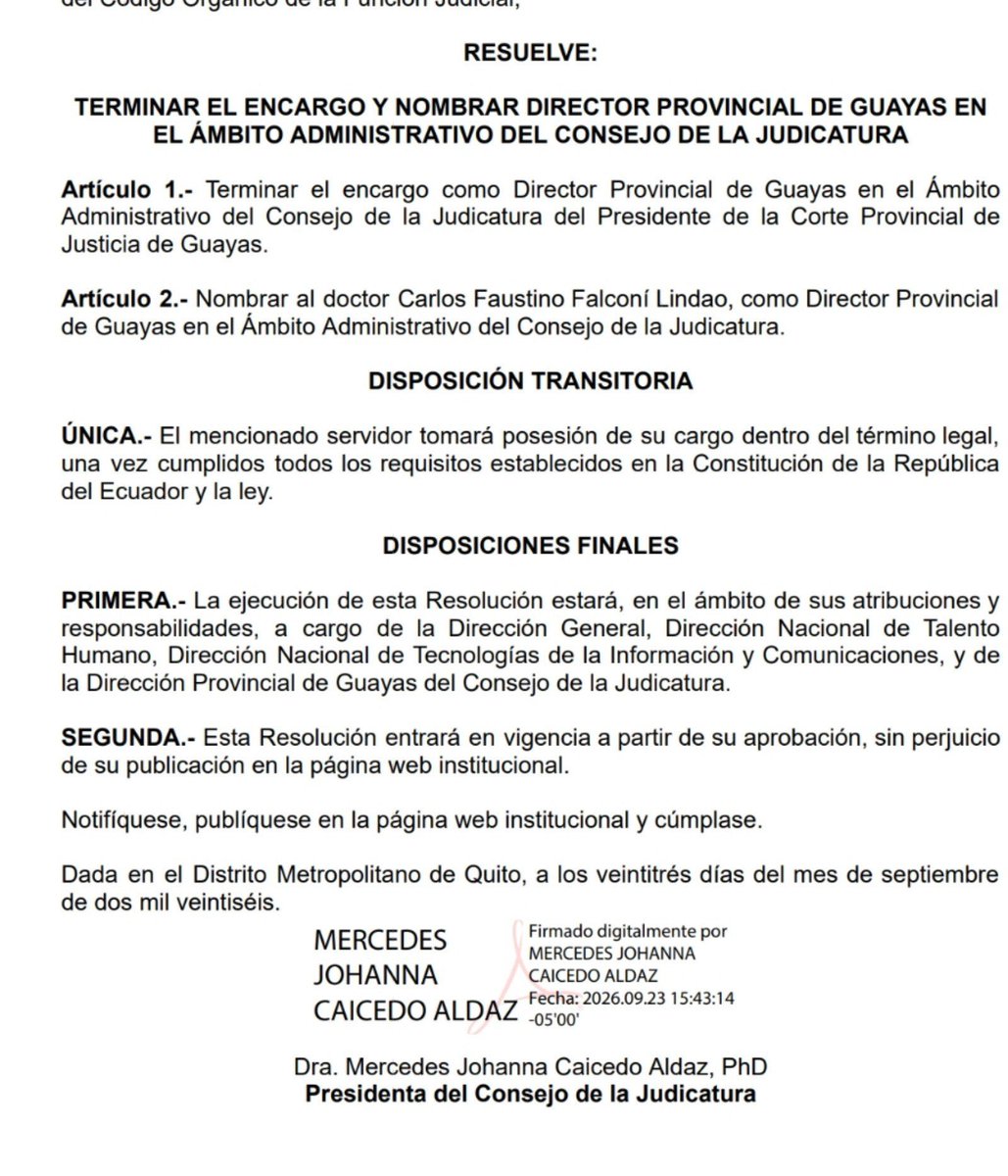 Danielsalcan_'s tweet photo. AUNQUE NO LO CREAN, la presidenta de la judicatura (puesta a la fuerza luego del escándalo de Godoy) acaba de nombrar a un tipo que fue abogado de los Noboa y asambleísta alterno de ADN, como nuevo director de la Judicatura en Guayas. Ya no somos un país, somos una puta bananera. https://t.co/w5grnrr5yy