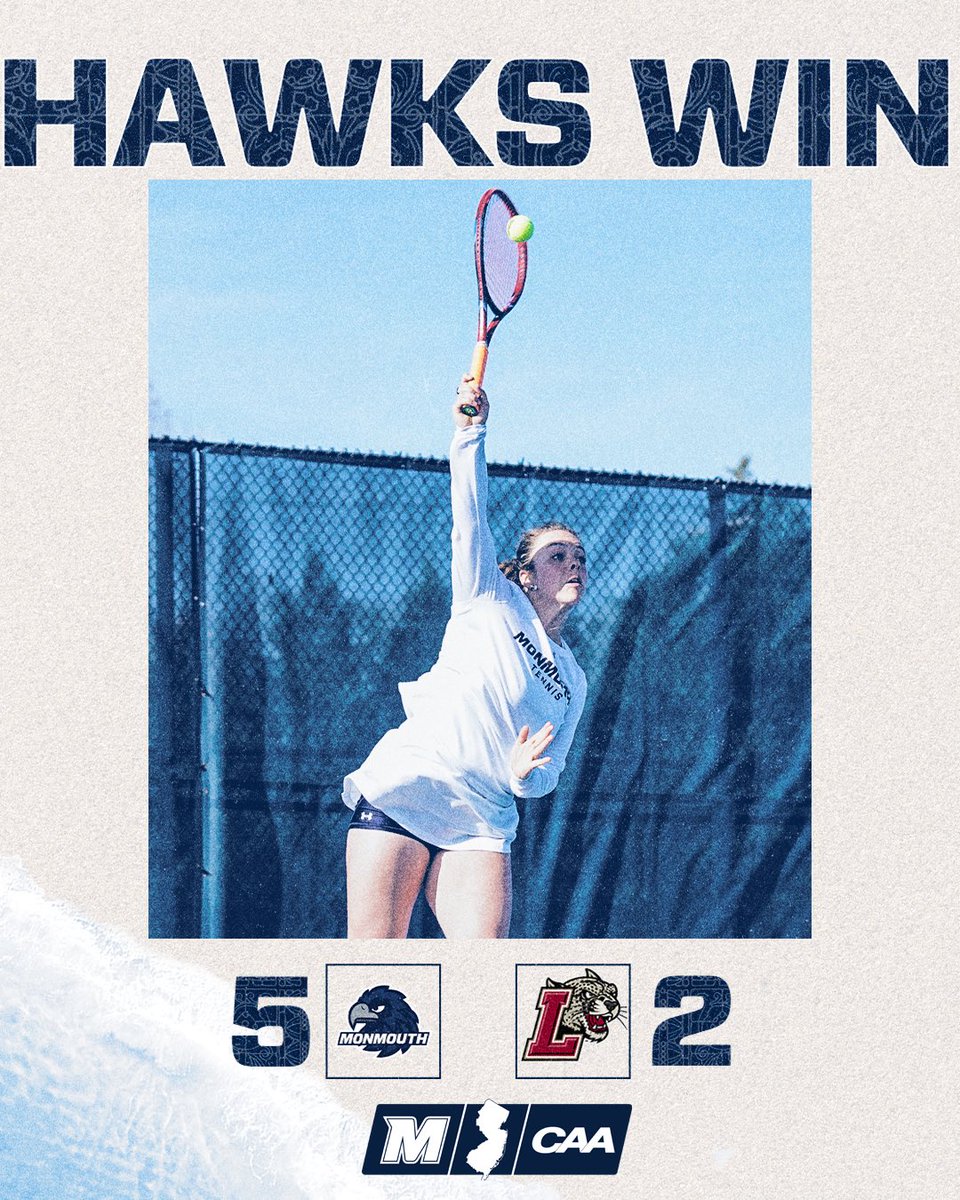 MonmouthWTen's tweet photo. Serving up a dub to open the home slate! 🎾🦅

Faith Sadgrove and the Hawks beat Lafayette 5-2.

#FlyHawks https://t.co/eKgeXuJizS