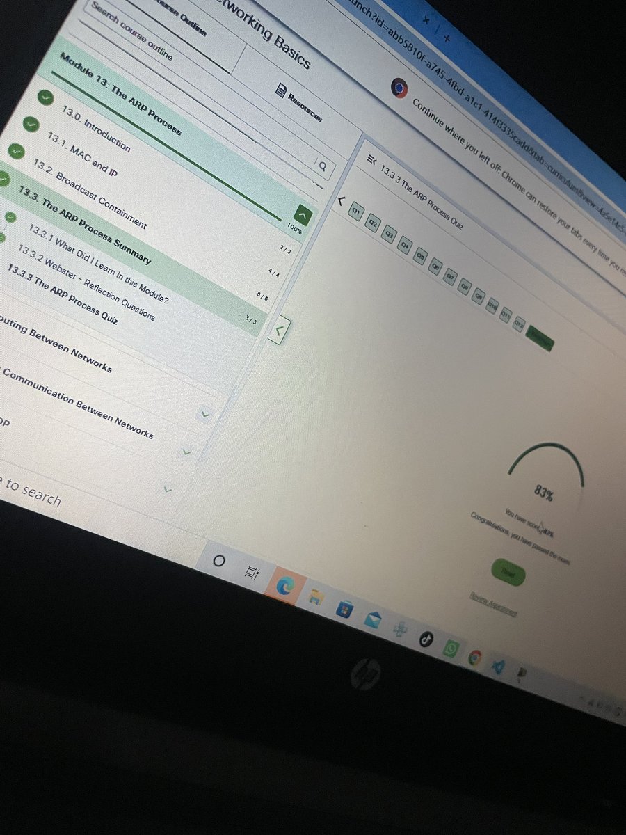 darealafrez's tweet photo. This module explains about MAC &amp; IP addresses, communication on local and remote networks, and the ARP process how devices use ARP to discover MAC addresses and communicate within a network.

#Cybersecurity #Networking #NetAcad #CiscoNetworking #LearningJourney https://t.co/pFb7Xm2xt2