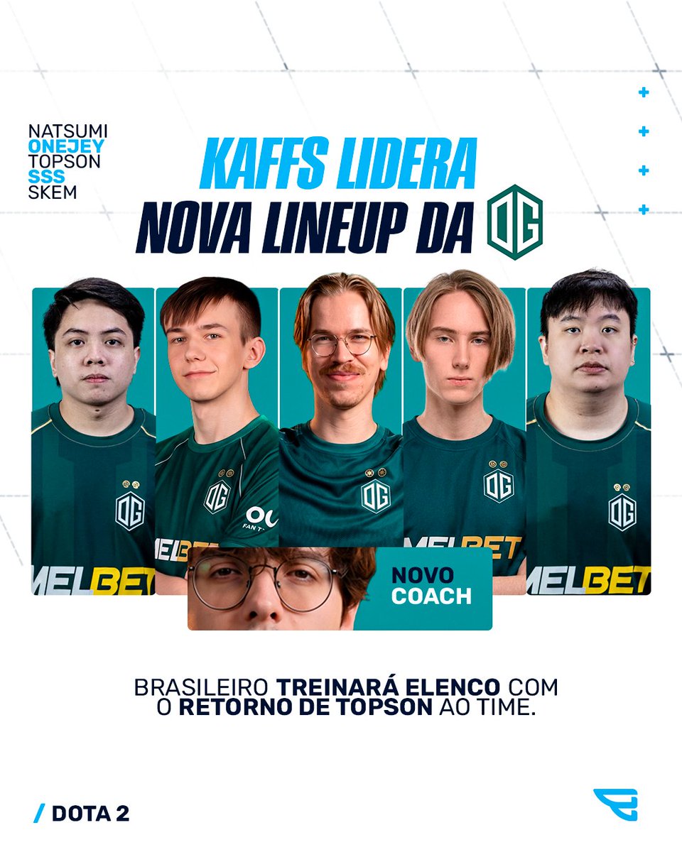 godgenesisbr's tweet photo. Nova era na OG!
A organização europeia anunciou sua escalação com o retorno da lenda Topson à midlane e o brasileiro Igor 'Kaffs' Estevão no comando técnico como head coach.
O novo elenco tem potencial para recolocar a OG no topo?
#GodGenesis #Dota2Brasil #OGEsports #Kaffs https://t.co/Gy7F8fCPcR