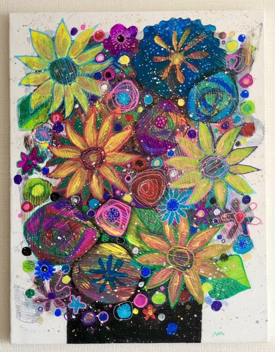 strangemuseum2's tweet photo. アクリル画　Sunflowers ホワイト　F6号キャンバス https://t.co/xGASu76uQy https://t.co/h71Wnf81T9