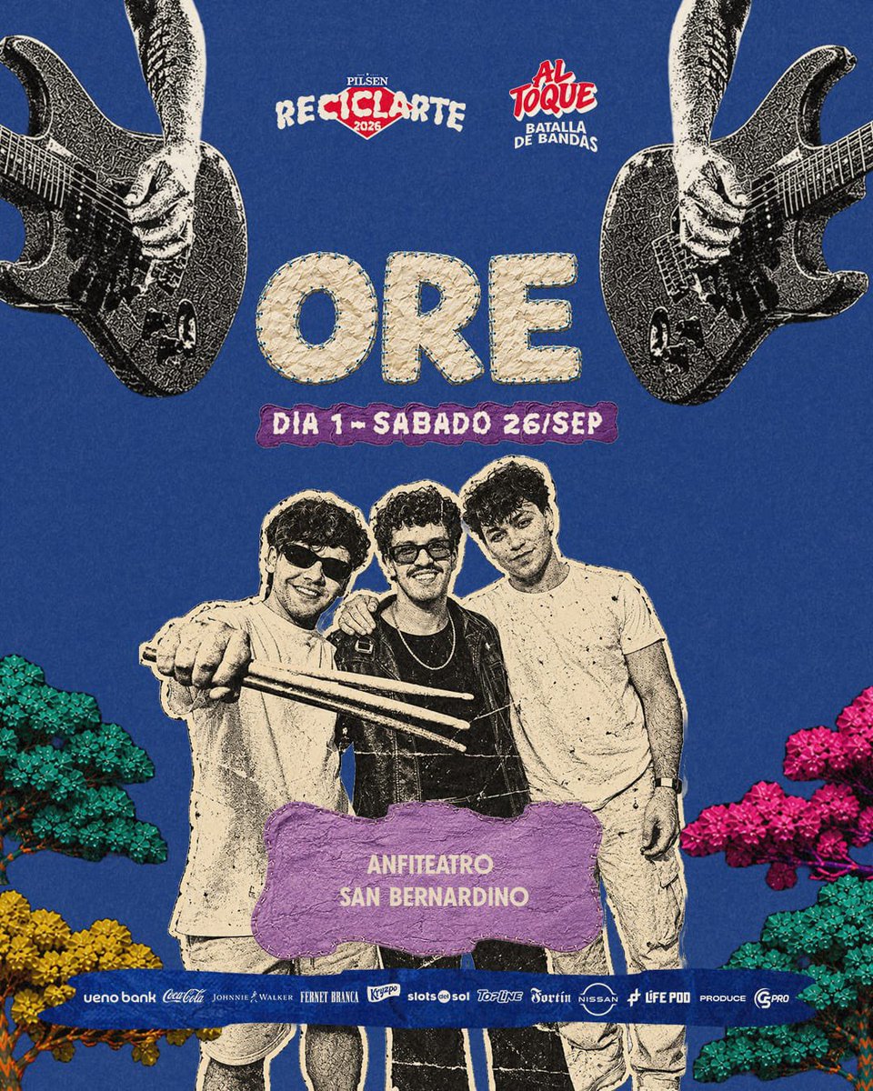 ReciclArtePY's tweet photo. ORE 🎤💥, ganador de la 𝙗𝙖𝙩𝙖𝙡𝙡𝙖 𝙙𝙚 𝙗𝙖𝙣𝙙𝙖𝙨 🎸 de @PilsenPy 🍻 abre el 𝘿𝙞́𝙖 1 del 𝙋𝙞𝙡𝙨𝙚𝙣 𝙍𝙚𝙘𝙞𝙘𝙡𝙖𝙧𝙩𝙚 2026 🤘🏻

!Vení tempranoo a conocer a tu próximo 𝙖𝙧𝙩𝙞𝙨𝙩𝙖 𝙛𝙖𝙫𝙤𝙧𝙞𝙩𝙤! 😎

@TicketeaPy https://t.co/muVxFBpX5U 🎟 https://t.co/tIpwZFar3g