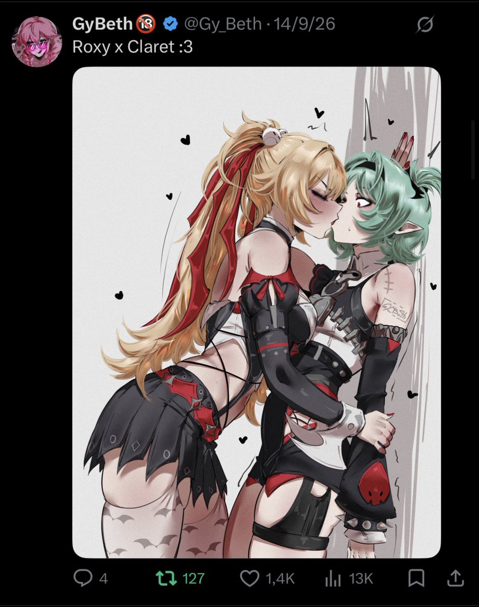 Gy_Beth's tweet photo. I spent hours drawing this.
Some account stole the pose, AI-swapped Roxy for """WISE""" , and got 6k likes while my original sits at 1.4k.

This is fucking insulting 😒 https://t.co/qtI22memjz