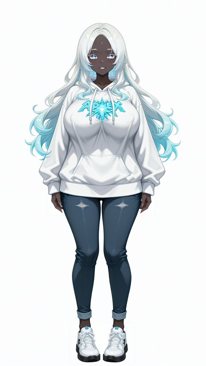 Monet_Einsley's tweet photo. Was testing hair-based prompts––trying to dial in a specific configuration for Ceres' parted hair, and I was surprised to see actual legible text in my outputs lol. Here you are, the "APEX" hoodies lol
#CeresLu
#MonetBoost https://t.co/PxOFCUfHSX