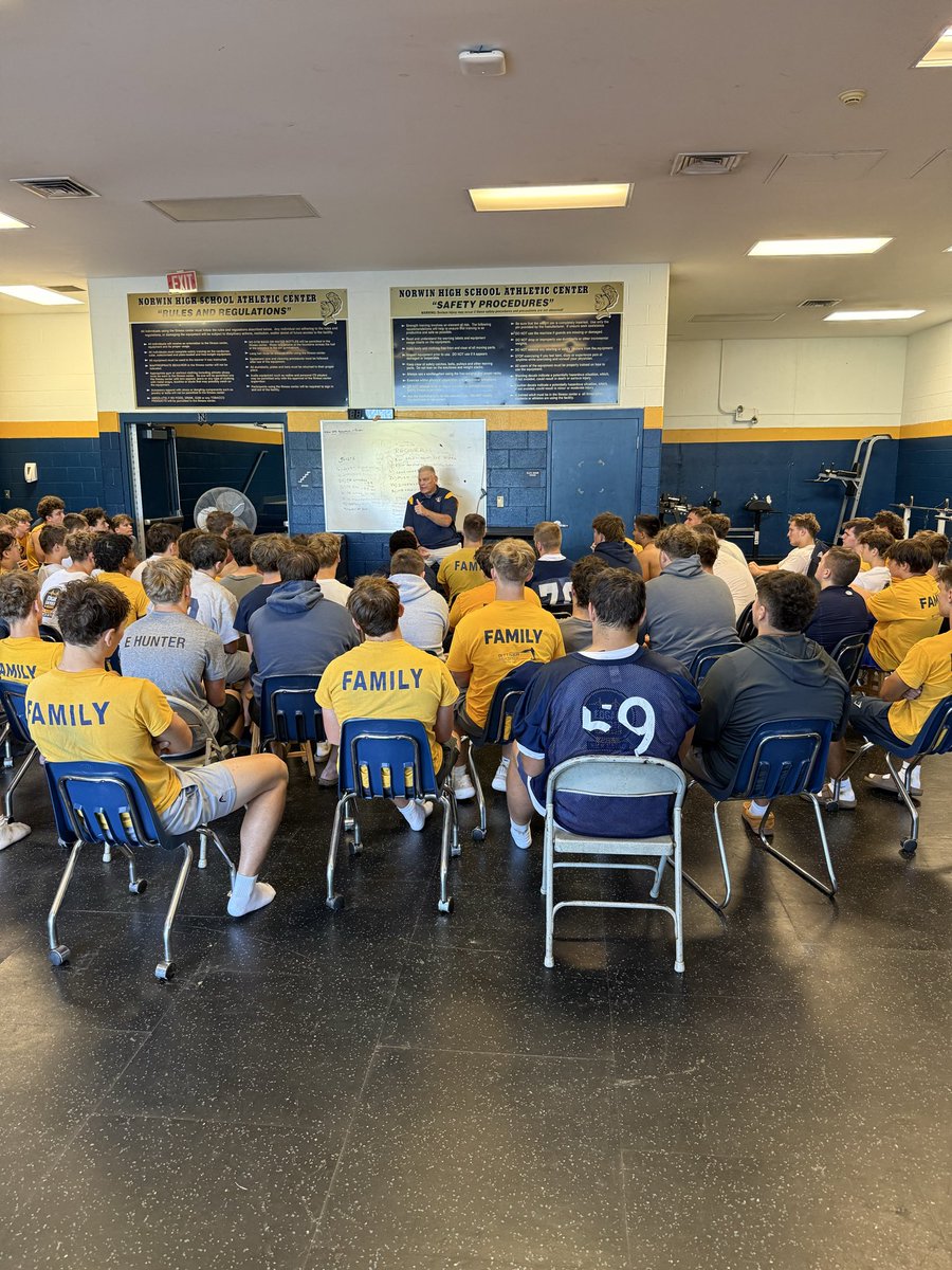 NorwinFB's tweet photo. Thanks to Norwin Hall of Fame Coach Tim McCabe for stopping by practice and talking to the team after! 

Tough Discipline Family ⚔️ https://t.co/3f6du1xmFo