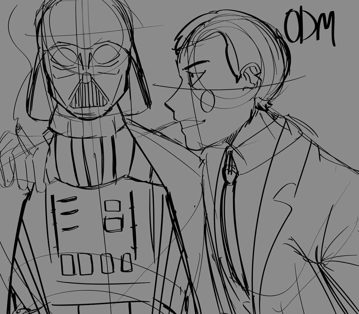odaemonium's tweet photo. | very rough sketch !

I don't think I trust them very much.

#mp100 #StarWars #エクボ #DarthVader https://t.co/lzBulPFjqn