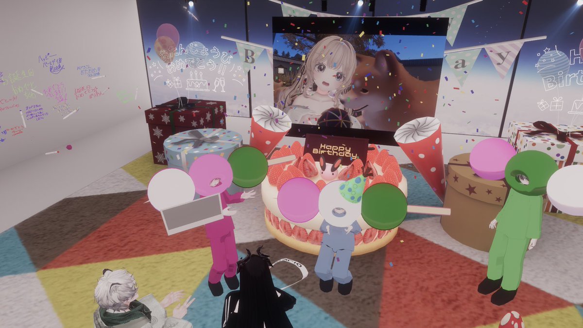 mapiovomapi's tweet photo. お誕生日だったよ〜🎂
お祝いしてもらうの嬉しい。
来てくれた方やスタンプとかで
つっついてくれた方ありがとう😭❤️

念願のネギに囲まれて夢うつつ。。。

#VRChat https://t.co/tilevH67HR