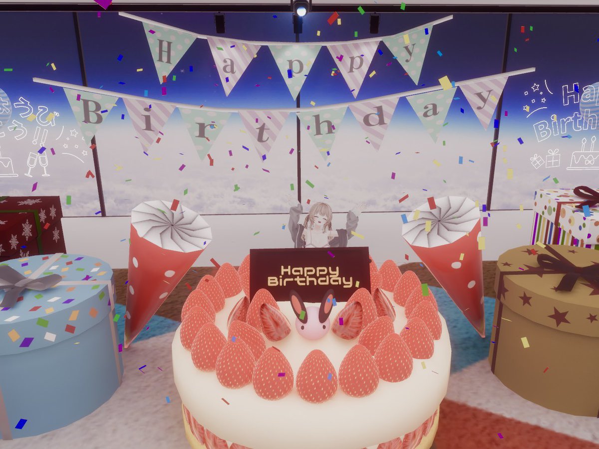 mapiovomapi's tweet photo. お誕生日だったよ〜🎂
お祝いしてもらうの嬉しい。
来てくれた方やスタンプとかで
つっついてくれた方ありがとう😭❤️

念願のネギに囲まれて夢うつつ。。。

#VRChat https://t.co/tilevH67HR
