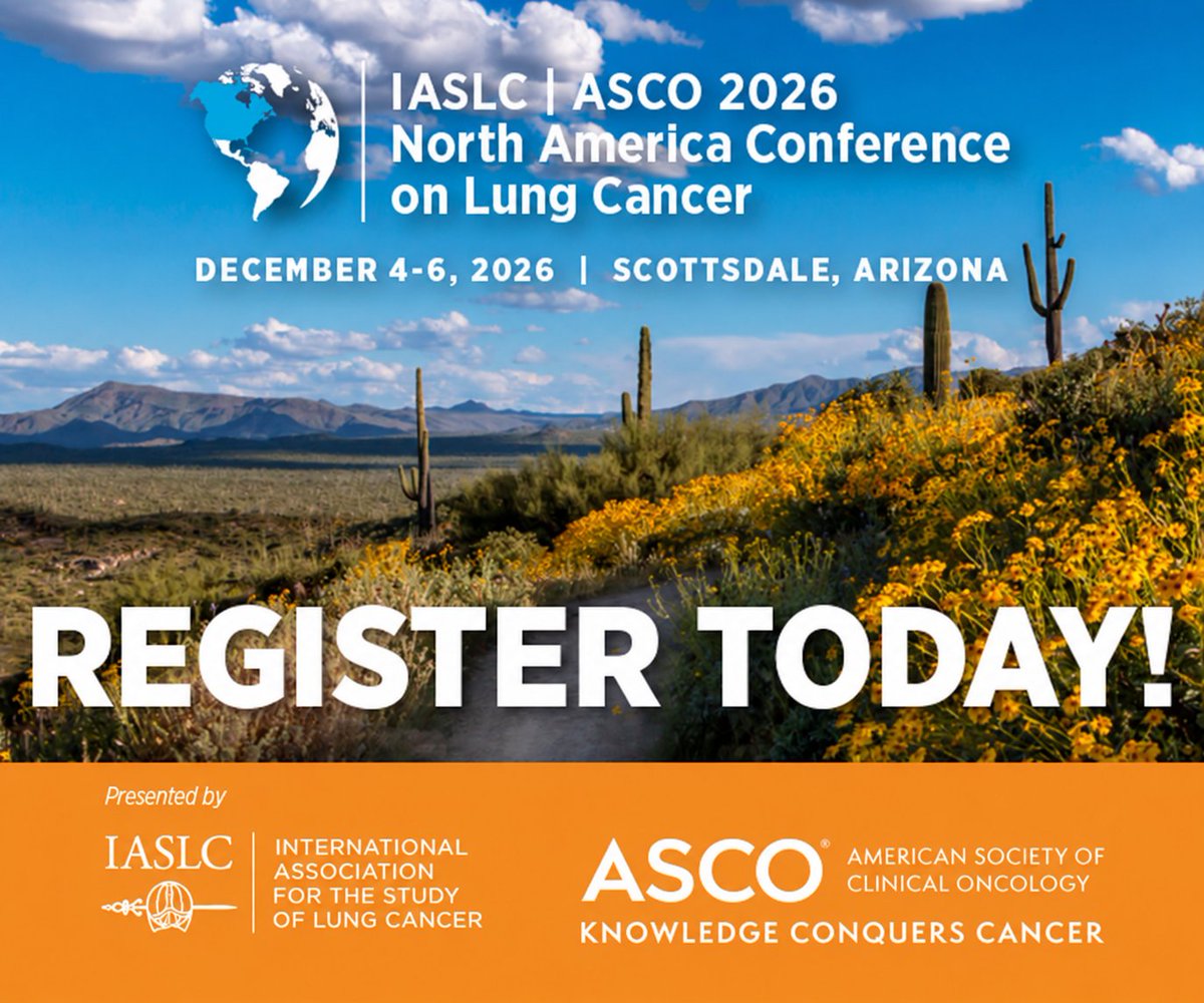 IASLC's tweet photo. ⏰ Early Registration for #NACLC26 ends TOMORROW!

Join the thoracic oncology community in Arizona, Dec. 4–6, for the final thoracic malignancies conference of 2026.

📄 Have research to share? Submit your abstract by Oct. 2.

Register + submit: https://t.co/T0l678RqaA
@ASCO https://t.co/5nCs9VmYbj