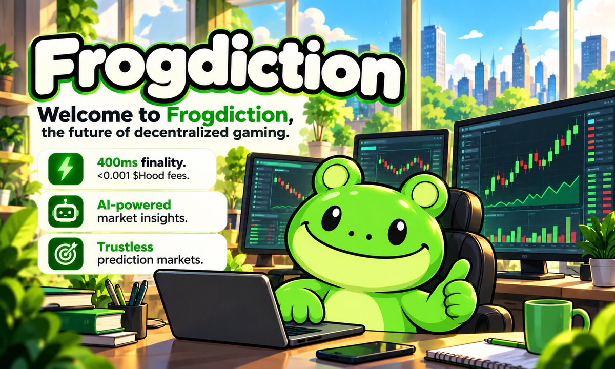 frogdictionhood's tweet photo. 400ms finality. <0.001$ fees.
🤖 AI-powered market insights.
🎯 Trustless prediction markets.

Welcome to Frogdiction, the future of decentralized gaming. https://t.co/LaUGzR8tFH