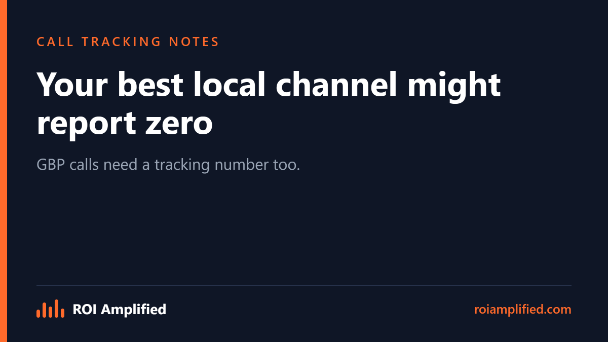 ROIAmplifiedCEO's tweet photo. Google Business Profile drives calls that never touch your website. Without a tracking number on the profile you cannot tie those calls to your local SEO work. One setting. Do not let your best channel report zero. https://t.co/lKF6bhZrXZ
