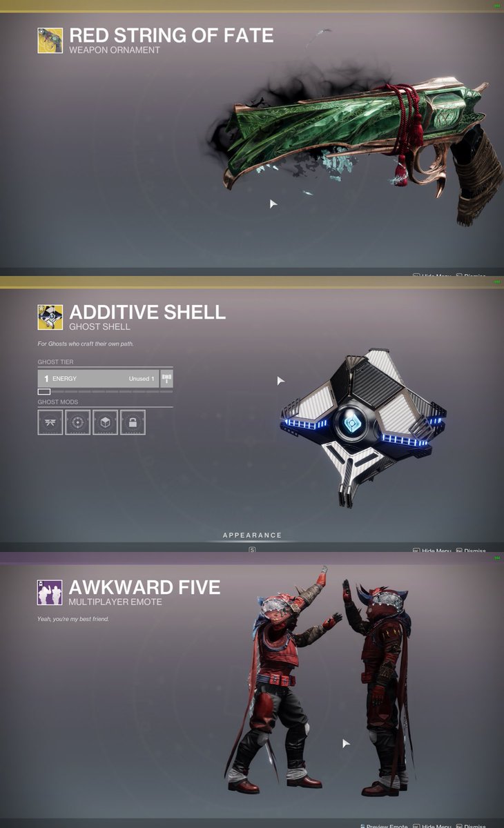 ALTRDECHO's tweet photo. Gotta be honest, I feel relieved. Not that I'm gonna stop fighting against corporate greed, but I don't **HAVE** to fight every moment now. I can do things for fun again. I've been tired.
Today's Eververse features Mindvault, Malfeasance ornament, and one of my fav Ghost shells. https://t.co/nMhzXIhPZY