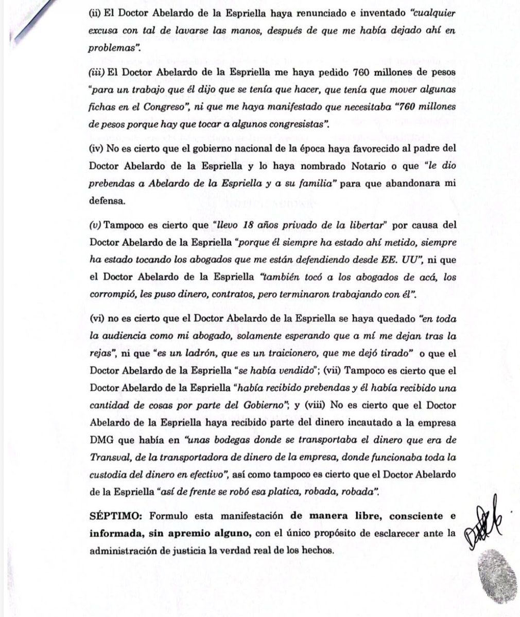 UltimaHoraCR's tweet photo. #ATENCIÓN | David Murcia Guzmán cerebro de la pirámide DMG, le envió un memorial a la Fiscalía 63 Local de la Unidad de Conciliación Preprocesal, retractándose de los señalamientos que hizo contra el presidente Abelardo de la Espriella (@ABDELAESPRIELLA). Aseguró que el gobierno de Gustavo Petro le ofreció ser gestor de paz. 

Vía @JennyAngaritaG