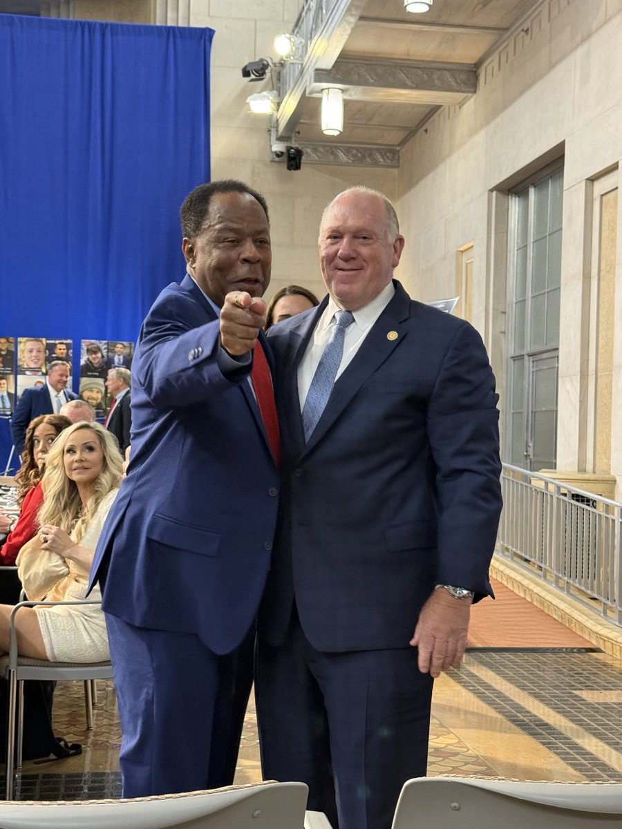 TheLeoTerrell's tweet photo. Two friends with something in common: We love working for “The GOAT” @realDonaldTrump https://t.co/K7NGcy6895