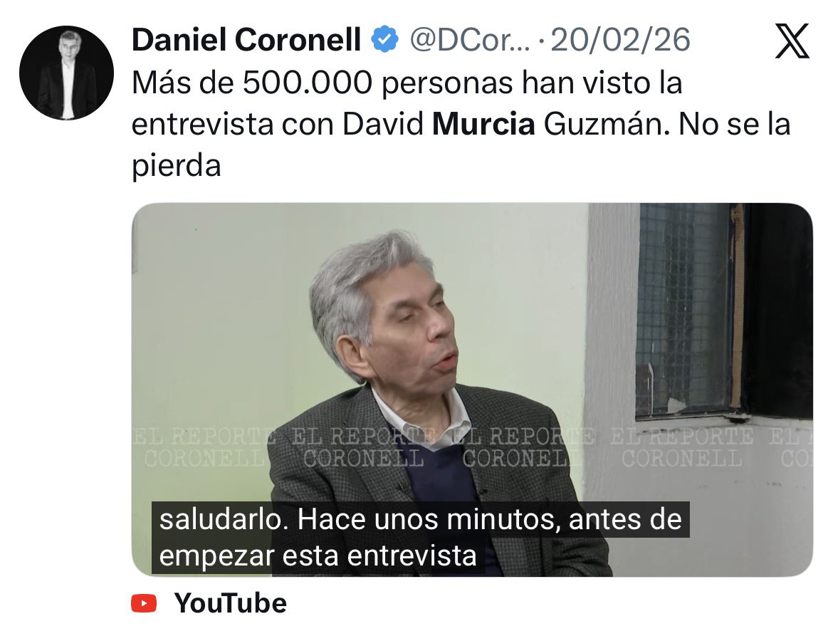 eramiren2021's tweet photo. Actualización: Más de 500.000 personas han visto la puesta en escena que hicimos David Murcia y yo”

Una vergüenza @DCoronell https://t.co/iaedU9vRi7