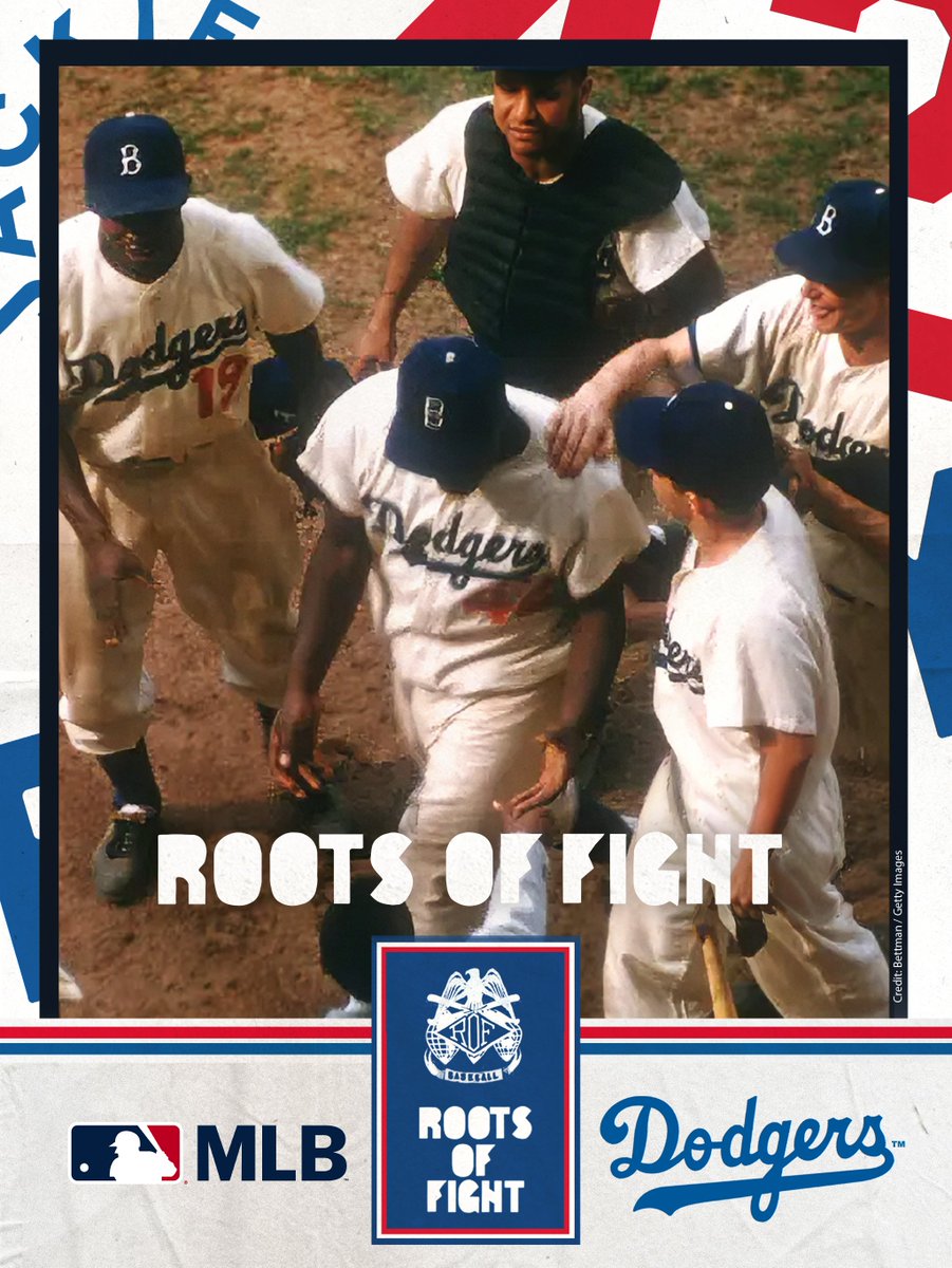 rootsoffight's tweet photo. Jackie walked so that subsequent generations could run. And baseball will never forget the courage it took to not only dance on a forbidden field in 1947, the year he broke the color barrier in Brooklyn, but to also flourish

ROF x MLB x Dodgers | https://t.co/RHWmSJaGYE https://t.co/9DmWaNSnNQ