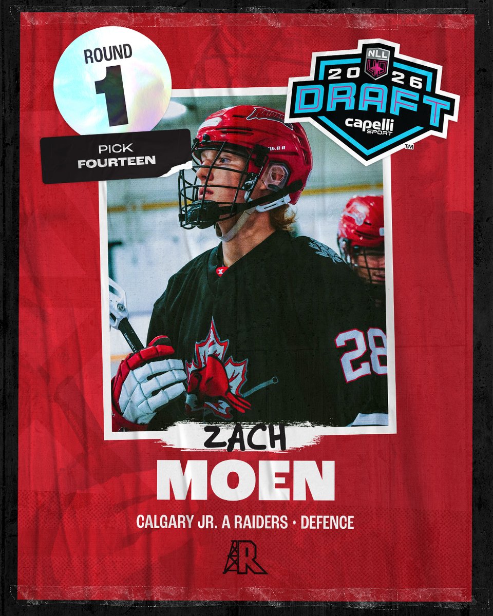 NLLRoughnecks's tweet photo. Calgary ➡️ Calgary 

With the fourteenth pick, we have selected Zach Moen! https://t.co/iZZgaMMlDe