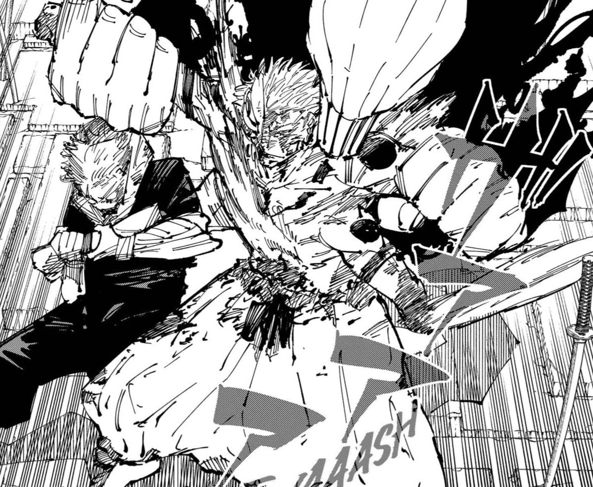 DbHierro's tweet photo. No sé qué pensar de estos redibujos de Sukuna. No me terminan de... convencer... y creo que son un pequeño downgrade.

Aunque entiendo perfectamente por qué Gege hizo el primero. Le dio un toc terrible que la espada de Maki estuviera al revés. Me pasaría. https://t.co/sOftpxHTAV