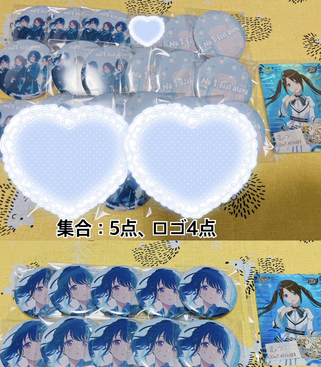mt_as10031's tweet photo. 【交換 譲渡】 ノフィロ ジャケット リリイベ 缶バッジ
譲 ▶︎ 小糸 集合 ロゴ
求 ▶︎ 同種 結華 or 下記条件

小糸：1:1の交換 ロゴ集合と各1点(計3点)セットで1000円
集合/ロゴ：交換比率相談可 1点100円 単体譲渡◎
全てまとめて21点譲渡：8500円

MSP2日目手渡し/郵送
よろしくお願いします🙇‍♀️ https://t.co/lzCCsoKHhO