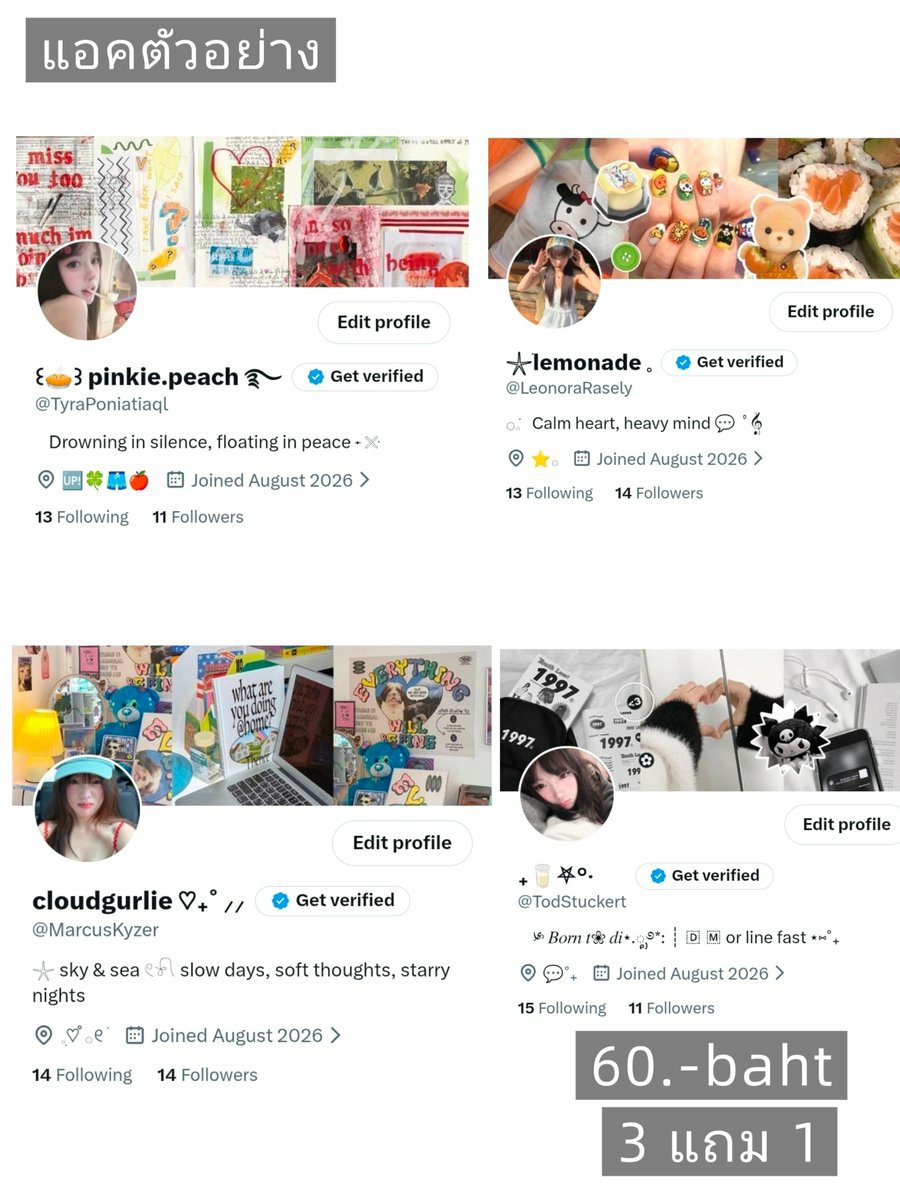 dkomkvt's tweet photo. twitter X เปล่า เดือนเก่า  
♡ ขึ้น แท็ก เทสได้ ทุก แท็ก

 6o baht
 ( 3 แถม 1 )

💬dm or line: bess-bess55
https://t.co/xWZcoS5cbq
#ขายแอคทวิต #เทส #ขายทวิต https://t.co/YVlXjoRojC