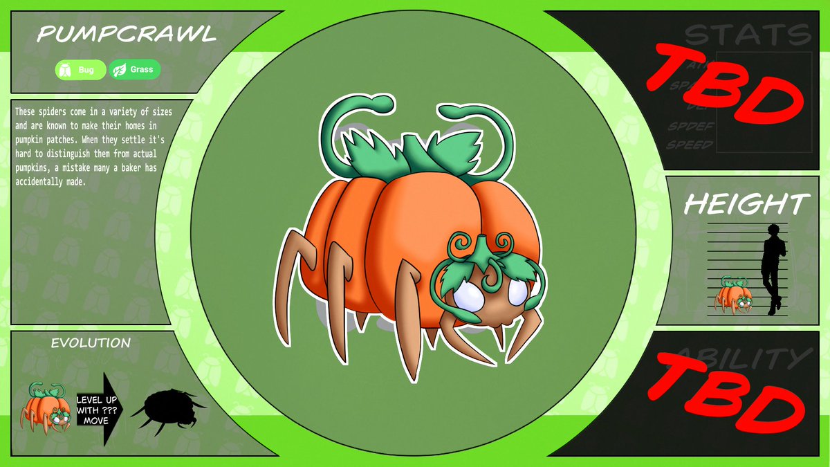SmileyTrashBag1's tweet photo. A sweet little pumpkin spider, Pumpkrawl! #grass #bug #pokemon #originalwork #Ilumina #pumpkin #spider #cartoon #anime #videogames #fakemon https://t.co/XJU8mJfrW1
