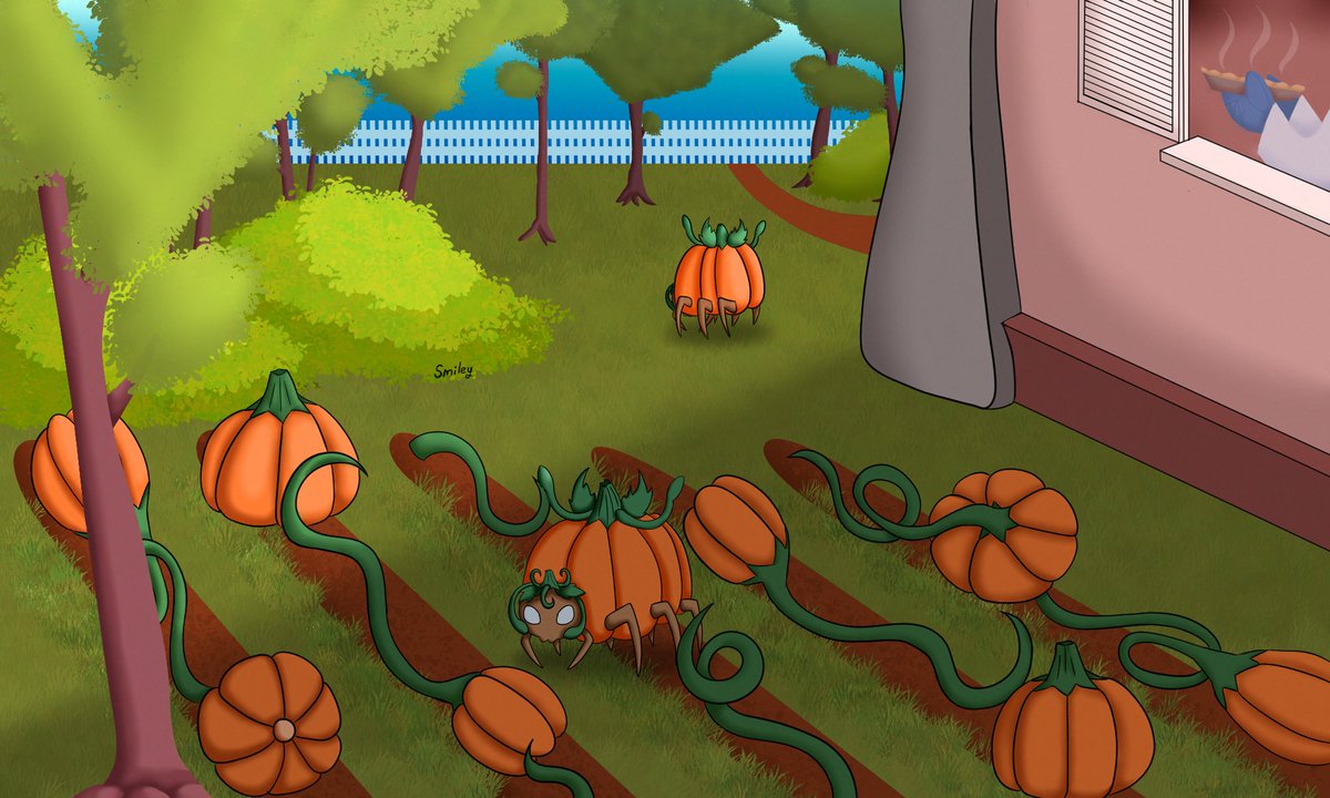 SmileyTrashBag1's tweet photo. A sweet little pumpkin spider, Pumpkrawl! #grass #bug #pokemon #originalwork #Ilumina #pumpkin #spider #cartoon #anime #videogames #fakemon https://t.co/XJU8mJfrW1