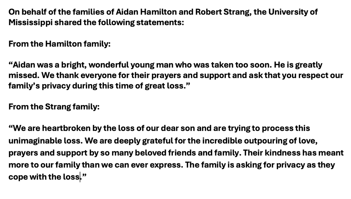 RichardCrossSTM's tweet photo. Statements shared by @OleMiss https://t.co/47mO9VtkaL