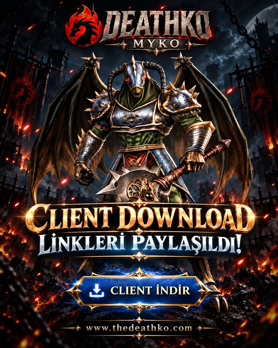 DeathKoOfficial's tweet photo. DEATHKO v1098 MYKO — PRIME XL

📥 Güncel Client Linkleri Yenilendi!
Hemen şimdi client'i indirip açılış için hazırlığınızı tamamlayabilirsiniz!

🌐 Website Client İndirme Link:
https://t.co/Z8zjgqh1Gx

━━━━━━━━━━━━━━━━━━━━━━━━━━━━━━
⚔️ Sunucu: DeathKO v1098 MYKO
🌍 Yeni Dünya: PRIME XL
📅 OFFICIAL: 25 Eylül 2026 Cuma — 21:00 (GMT+3)

📖 PRIME XL TANITIM REHBERİ
https://t.co/jlmT7zu2XM
━━━━━━━━━━━━━━━━━━━━━━━━━━━━━━
🔥 Client'inizi şimdiden indirin, PRIME XL açılışına hazır olun!