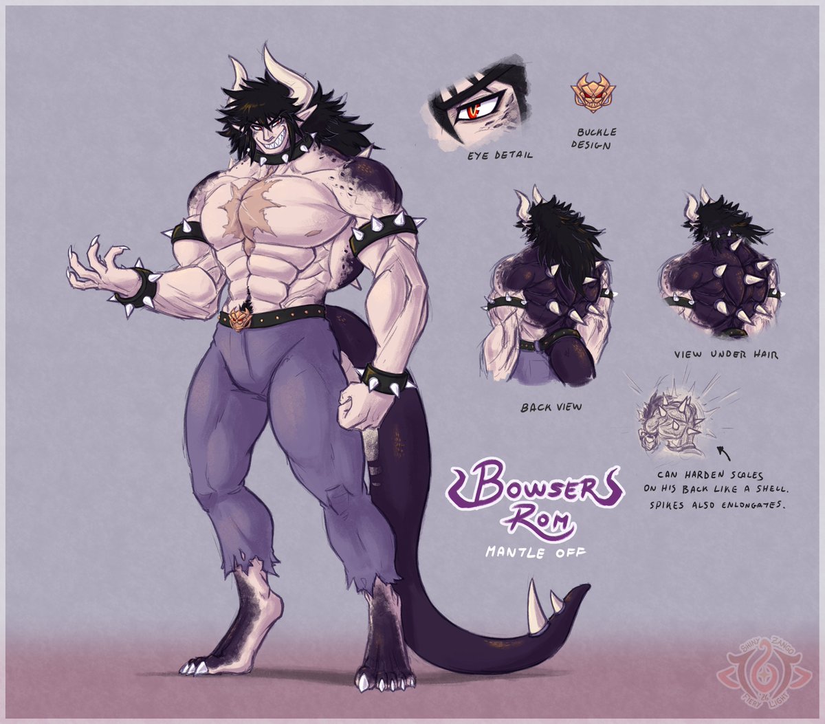 Shiny_Zango's tweet photo. I was.... not supposed to go this in detail with this thing. Getting carried away as per my usual lmao.

Either way, been meaning to draw Bowser!Rom properly for a good while just to have a reference at hand for when I need it.

So uh, enjoy? dkjngsd https://t.co/pONT44h8pr