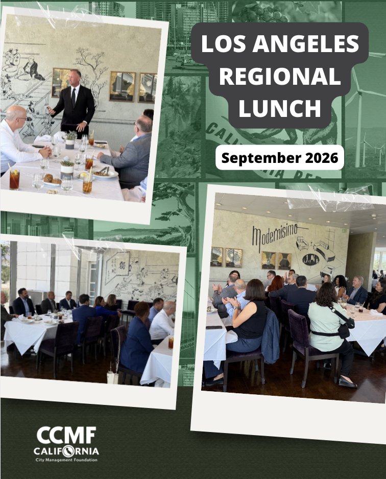 cacitymanagers's tweet photo. Thank you to everyone who joined CCMF for a wonderful regional lunch hosted by City Manager of Santa Clarita and CCMF President Ken Striplin and City Manager of Burbank and CCMF Vice President Justin Hess.
Learn more: https://t.co/uurdq4juVn https://t.co/LPq2WWdE6A