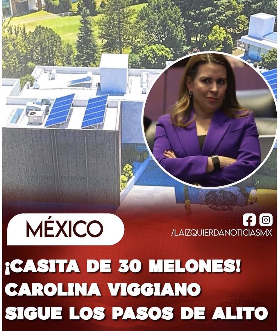 RiosAnaMa's tweet photo. ¡PURA CORRUPCIÓN! La priista @caroviggiano habría comprado dos terrenos por debajo de su valor comercial para levantarse una mansión de 30 millones de pesos, en un caso que recuerda al de Alito Moreno. Mientras la gente se parte el lomo para pagar una casa, ellos parecen traer otro manual: terrenos baratos y caserones de lujo. ¡Qué
pinche negocio!