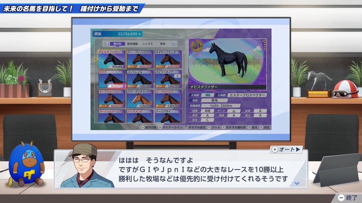 amrita_tw's tweet photo. 種付けでディープインパクトやキタサンブラックが
毎回ブックフルになっている方

G1やJpn1などの大きなレースを10勝以上すると良いみたいです

ダビスタチャンネル「未来の名馬を目指して！種付けから受胎まで」に書いてありました

＃ダビスタ2 https://t.co/hNwfRfzeYW