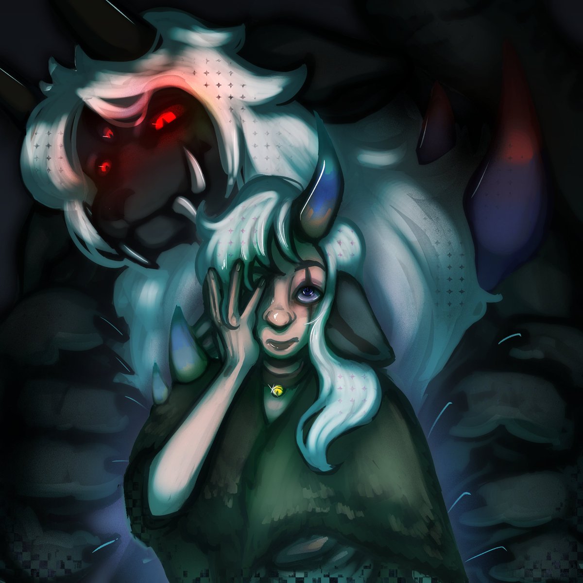perseveano's tweet photo. Arte comissionada por @Nirvam_Hamada 
Muito obrigado por confiar em mim :3 !!!
🐺😈🌙

tentei um estilo diferente pq estou gostando bastante de experimentar novos brushes no clip studio :D https://t.co/ziiX1eYHdN
