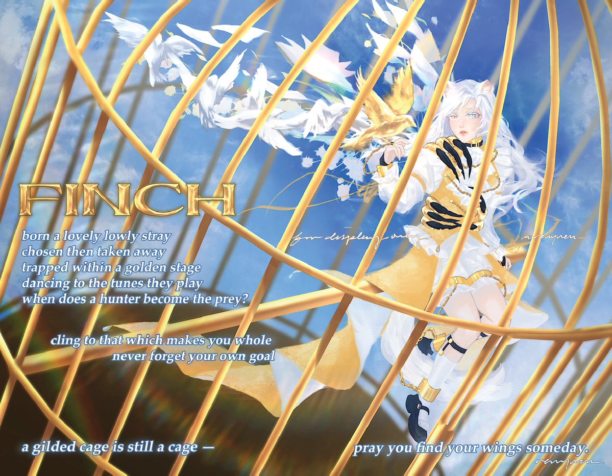 renyuen_'s tweet photo. 🐤 goldfinch (ft. my oc, finch)

#oohchiczine https://t.co/ZShCKYct72