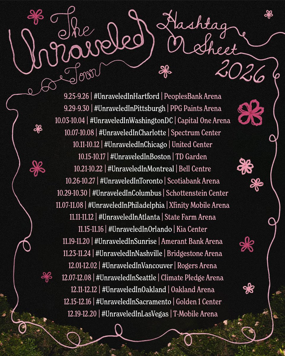 LiviesHQ's tweet photo. we've got hashtags for brains!! use your city's official hashtag to share your memories during #TheUnraveledTour 🧶 https://t.co/SldXR1SlRr