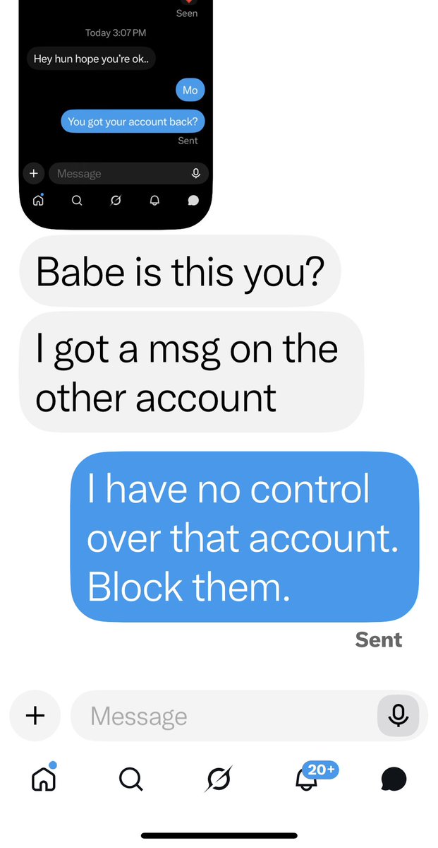 MorganFromHI's tweet photo. Y’all, I do NOT have control over my previous account. I am not sending DM messages and I am not posting anything on the timeline.

I would suggest that you DELETE the conversation if we have chatted through DM, and the BLOCK that account. This is my ONLY account.  If you ever get control over it again, I will let everyone know here, or through Justin. @RealJustinHI 

Please let others know, that account is NOT me.