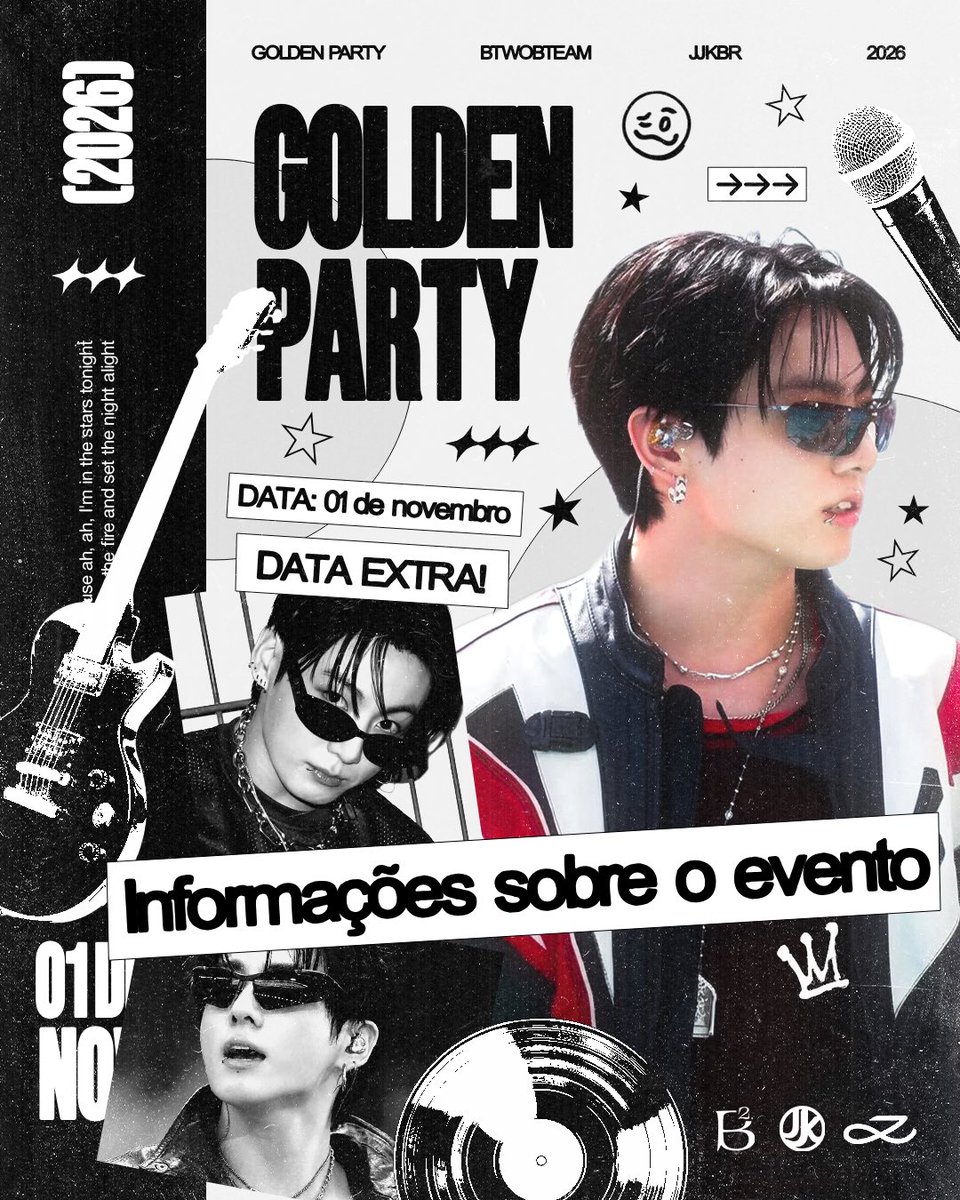 JeonJungkook_BR's tweet photo. 𝐆𝐨𝐥𝐝𝐞𝐧 𝐏𝐚𝐫𝐭𝐲 — DATA EXTRA ✰ 

A data extra veio aí! Mais uma oportunidade para celebrar no melhor estilo Jungkook Core em um dos lugares mais descolados de São Paulo ₊⁺★

— 1° de novembro, de 18:30h às 23h, na ZIV Gallery • Beco do Batman 🌃

↳ Início das vendas | LOTE ÚNICO: 28 de setembro, a partir das 18h BRT, pela plataforma Uticket 🎟️
↳ 2 ingressos por pessoa 🪪

#GoldenParty | @btwobteam