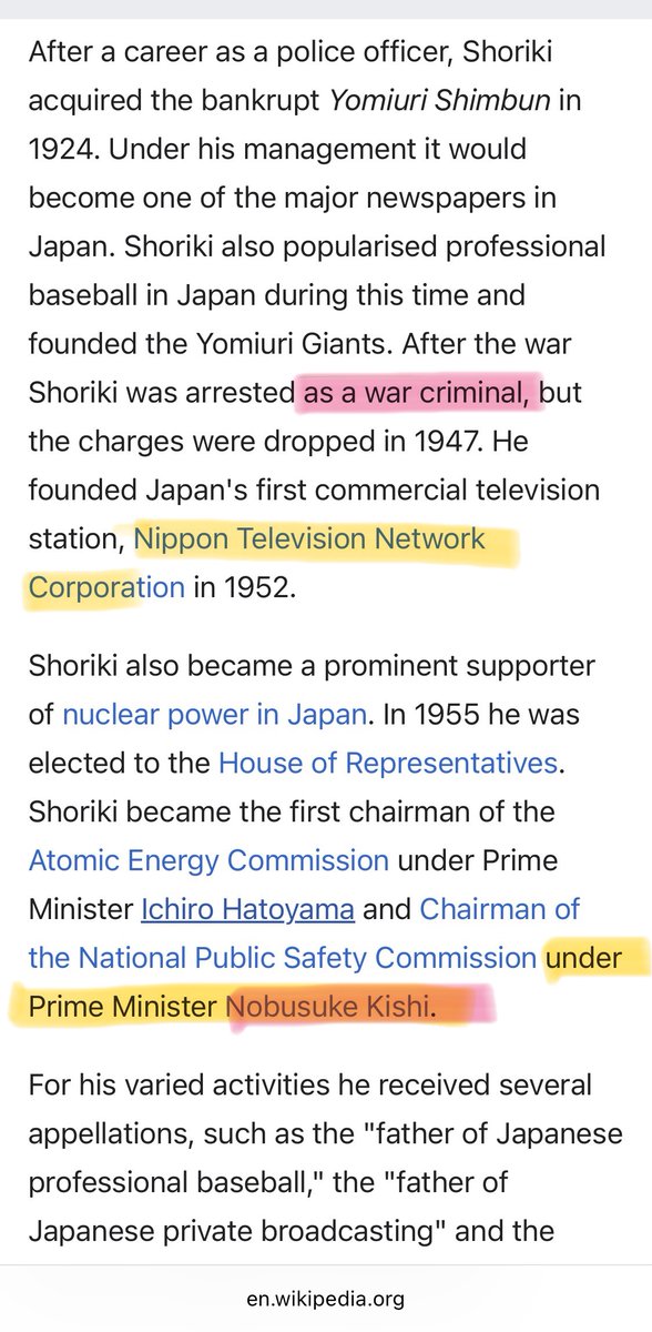MHunt_2026's tweet photo. @qqOoUmYgbI80868 The Yomiuri Shimbun is a media outlet that promotes militarist ideology and was owned by war criminal Matsutaro Shoriki, who served as Minister of State for Public Safety under the postwar government of Class-A war criminal Nobusuke Kishi. https://t.co/EFPAtSRQP3