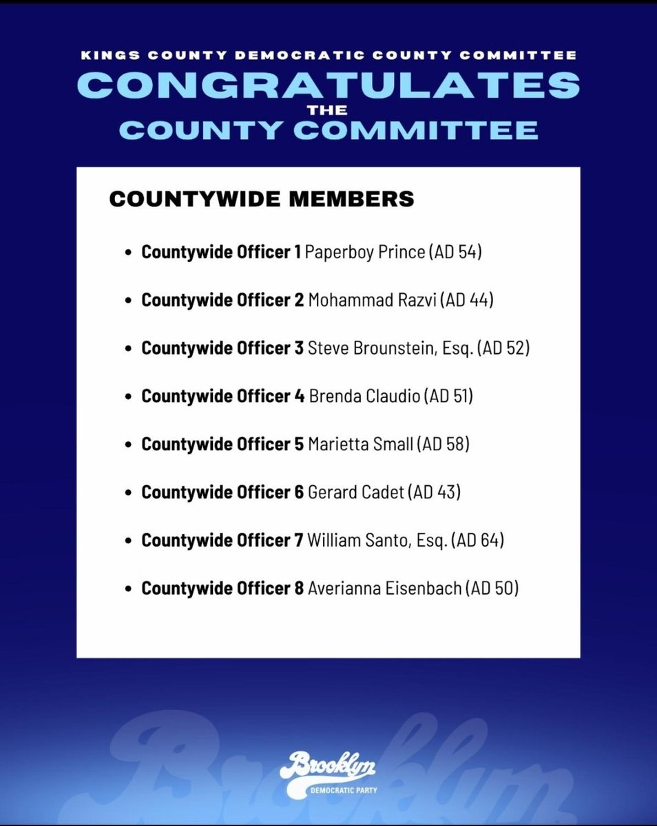 bkdems's tweet photo. Brooklyn Democrats are moving forward. Our County Committee delivered a successful meeting, reaffirmed the Aug 25 rules, filled vacancies, passed the Elder Parole resolution — and elected a slate of everyday community-driven members,  A new era begins. https://t.co/6lBPSDGyLO https://t.co/uA5qiWFuRa