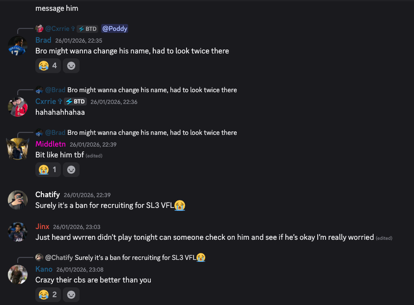 ClubsWatcher's tweet photo. @Chatify_ @Gringo_AFC Thoughts on this? This is the start, Will you throw your toys out the pram now you know chatify wanted people banned for VFL recruitment(Much worse he's said about vfl but il save it for later)

Point is its all reactionary people dont like you, just have same enemies https://t.co/BgibFxQPYA