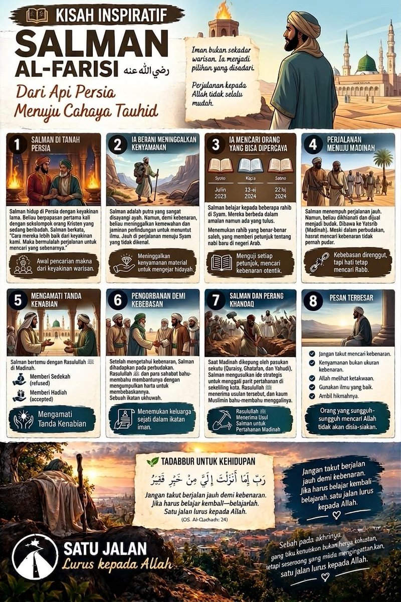 SatujalanX's tweet photo. 📚 Kisah Inspiratif
Salman Al-Farisi. https://t.co/t4jAjw17Zg