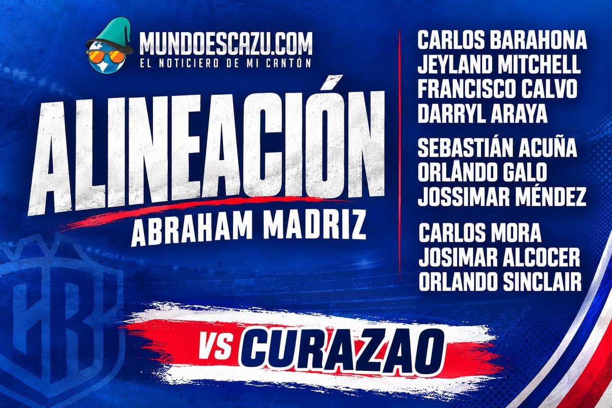 mundoescazu's tweet photo. #Deportes Sorpresa en la alineación de la Sele con el joven portero Abraham Madriz, les dejamos la alineación para el encuentro de esta noche: https://t.co/4SAiuln0P3