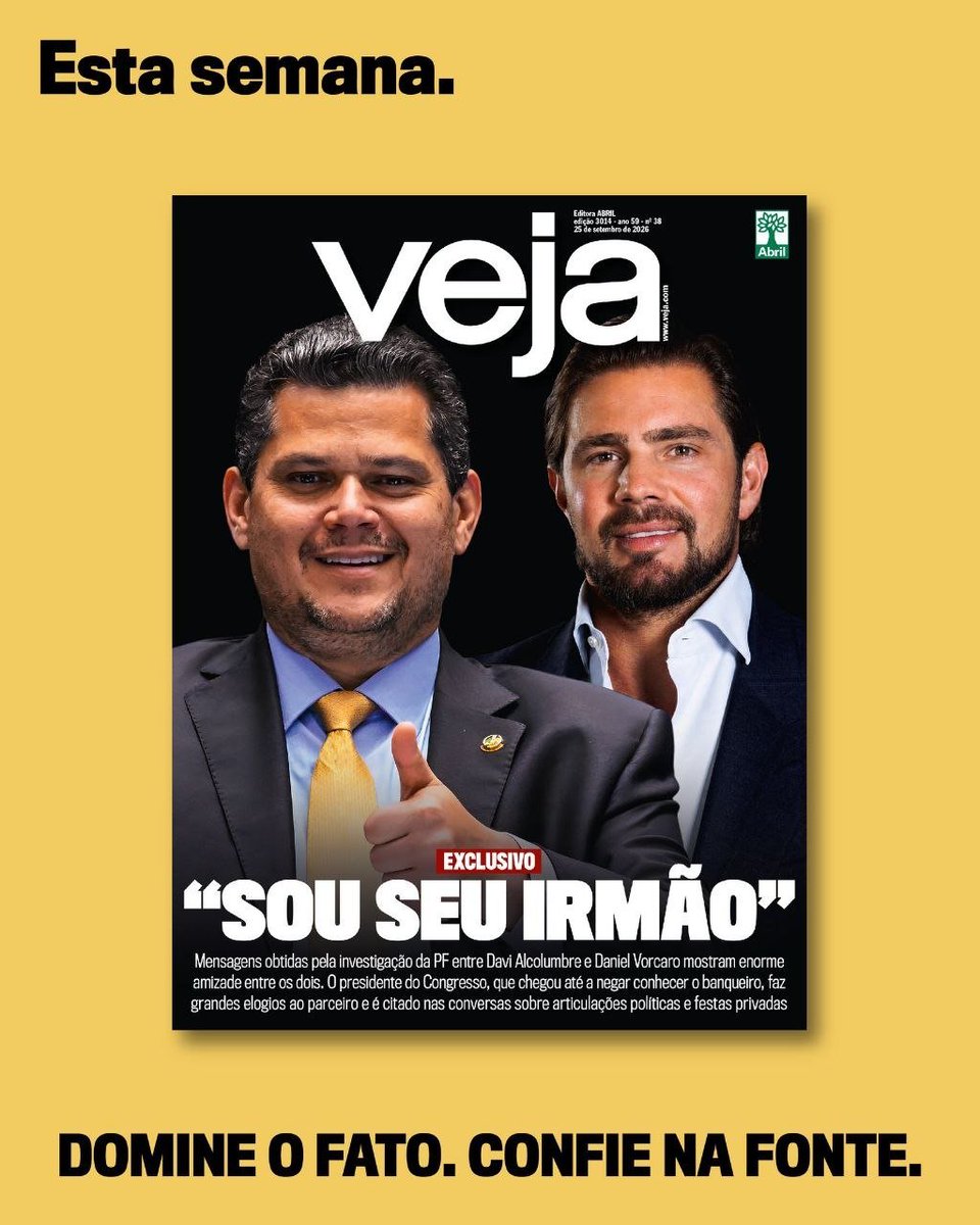 crisdemarchii's tweet photo. "Sou seu irmão": Mensagens mostram a amizade e parceria entre Alcolumbre e Vorcaro https://t.co/1i0xdgednx
