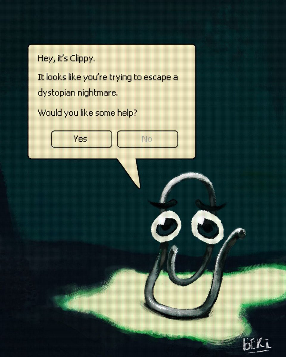 pmamtraveller's tweet photo. "Clippy just wanted to help" was created by artist Beki Evans. https://t.co/DWKWHBypUR