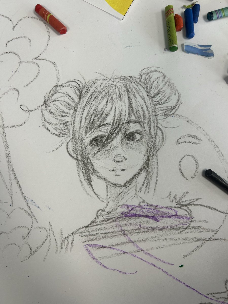 MackyMouseArt's tweet photo. Let’s be moots! Show me a crappy drawing of yours that you’re still proud of! This is mine from work today :D #artmoots #smallartist #smallartistontwitter #crayons #sketch https://t.co/CUdfMhxJzR